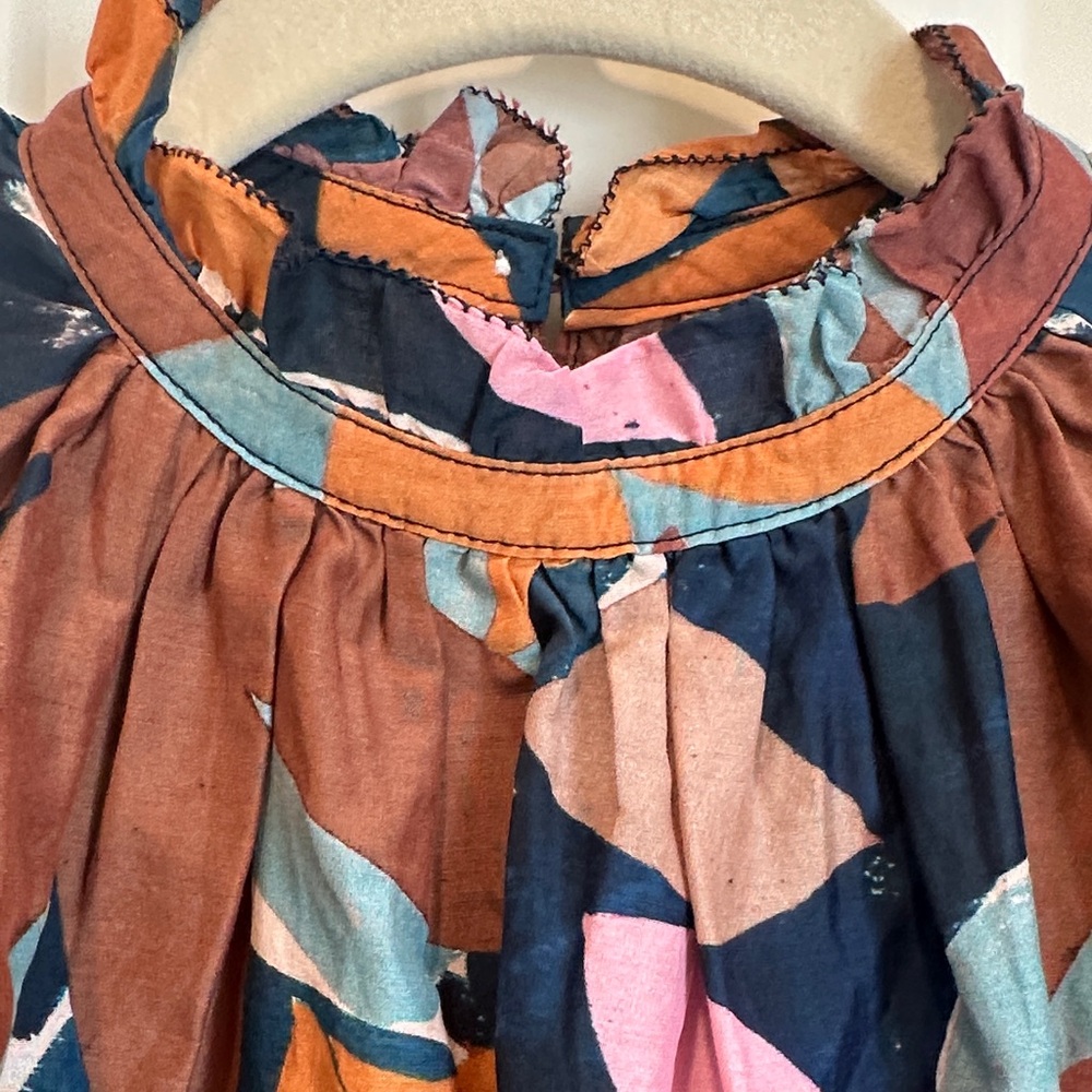 Trovata Multicolor Leaf-Print Flutter Sleeve Blou… - image 4